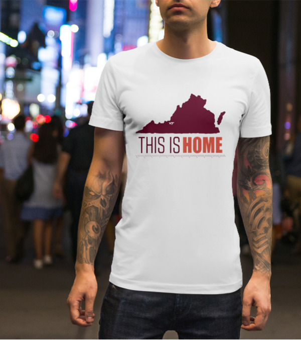 Virginia Tech Football This Is Home Virginia Map T-Shirt