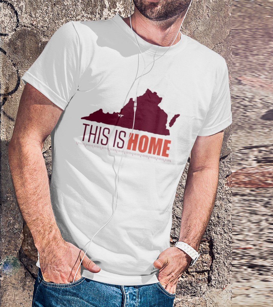 Virginia Tech Football This Is Home Virginia Map T-Shirt