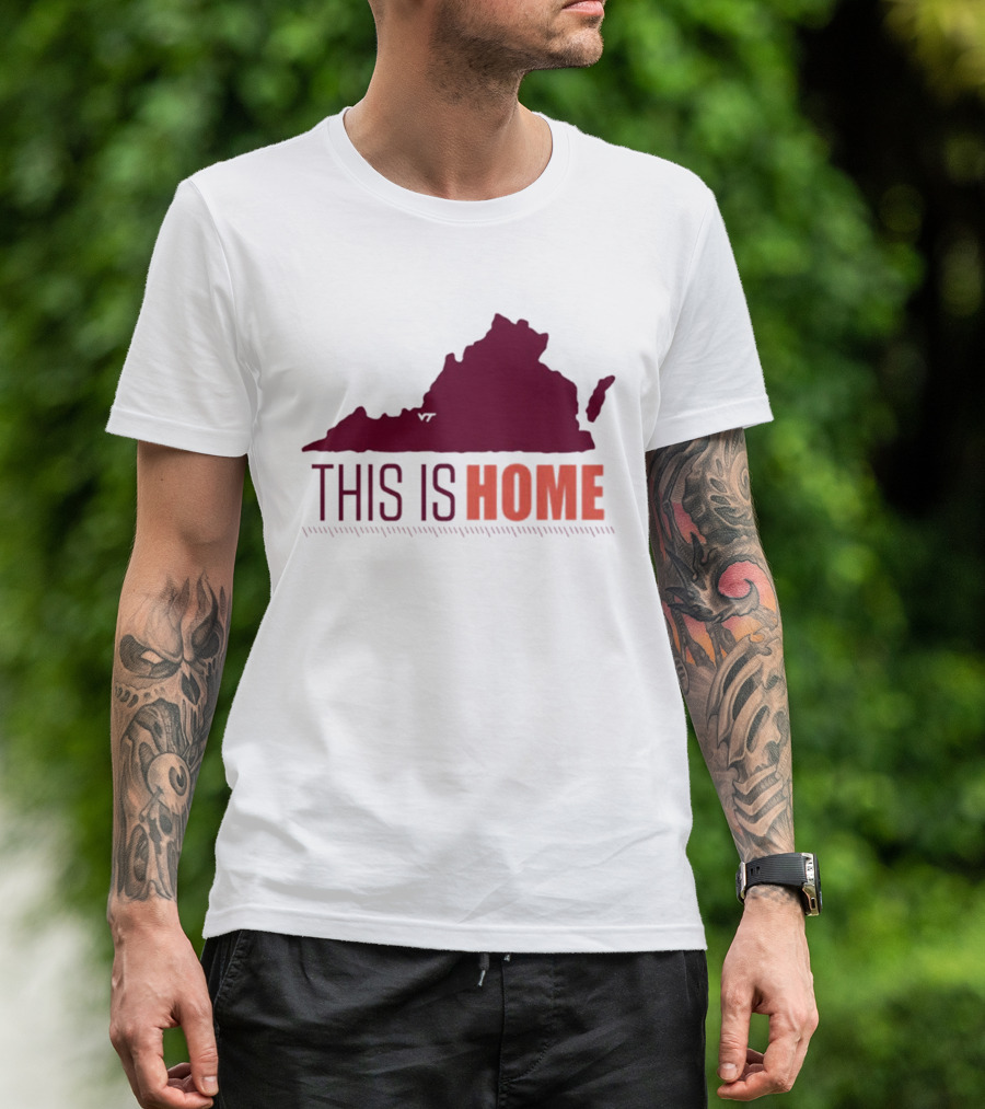 Virginia Tech Football This Is Home Virginia Map T-Shirt