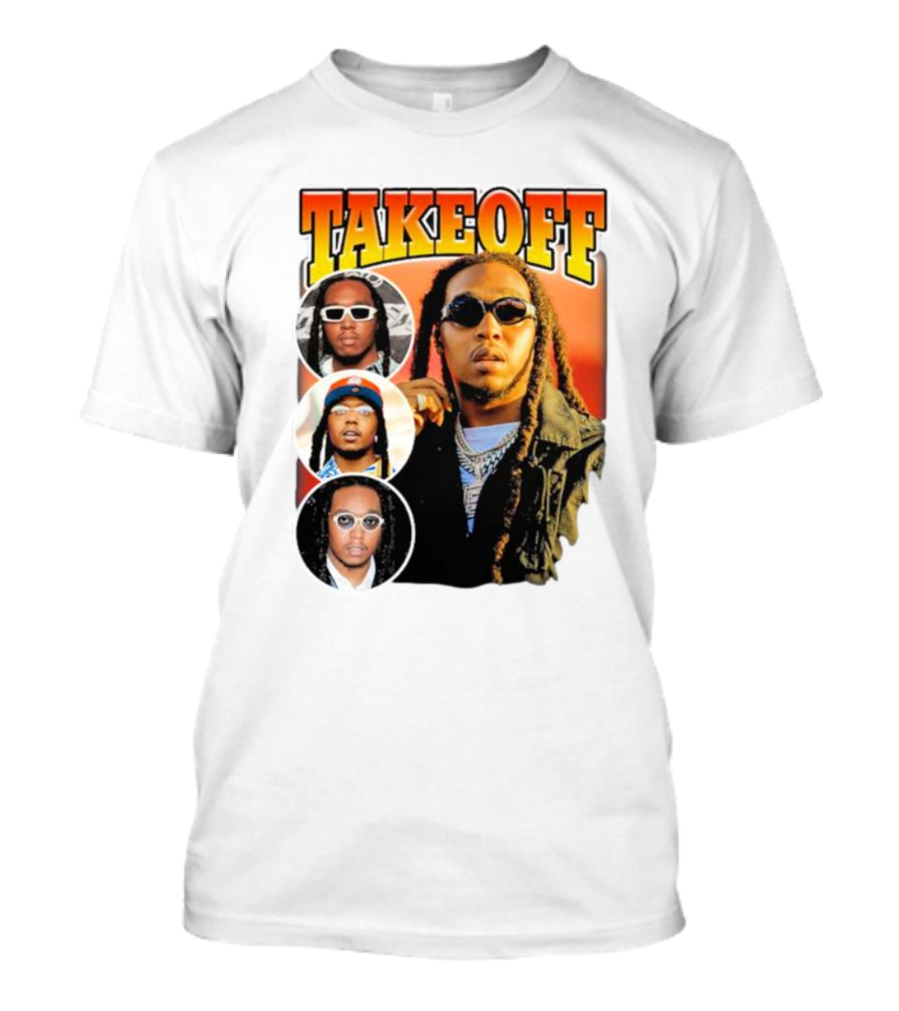 Quavo Migos Takeoff Rapper Tribute Circular Portraits T-Shirt