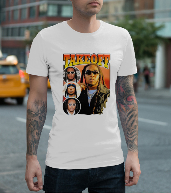 Quavo Migos Takeoff Rapper Tribute Circular Portraits T-Shirt
