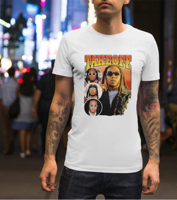 Quavo Migos Takeoff Rapper Tribute Circular Portraits T-Shirt