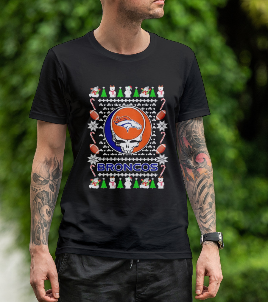 Broncos Festive Skull Holiday T-Shirt