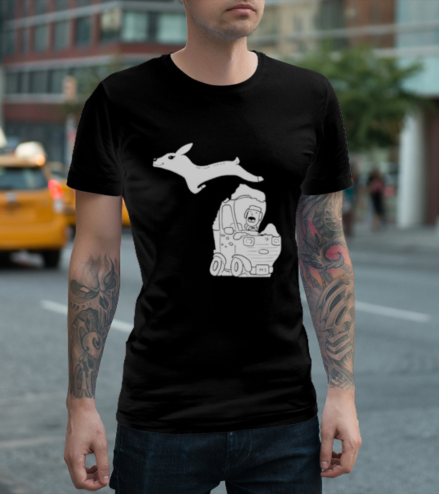 Michigan M1 Deer Leap Over Car T-Shirt