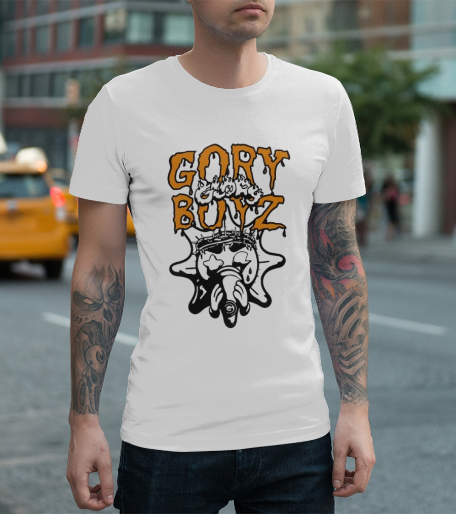 Glory Boyz Gory Boyz Glo Gang Dripping Horror Font Sun T-Shirt