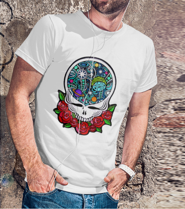 Grateful Dead Skull With Cosmic Rose Design By Danny Steinman T-Shirt