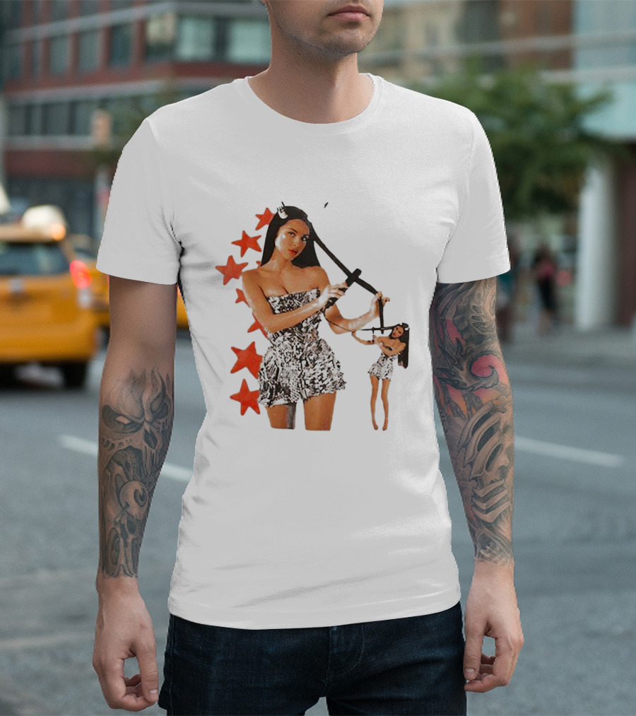 Olivia Rodrigo Black And White Star Dress With Red Stars Motif T-Shirt