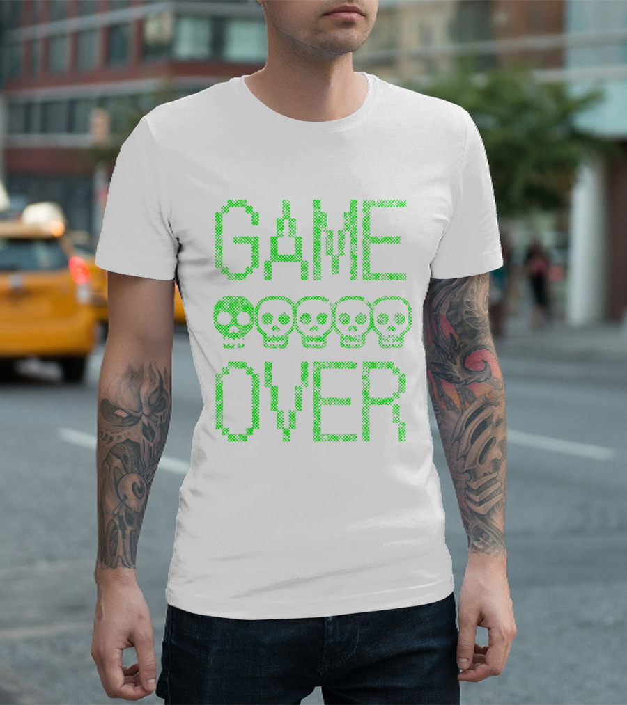 GAME OVER Pixel Skull T-Shirt