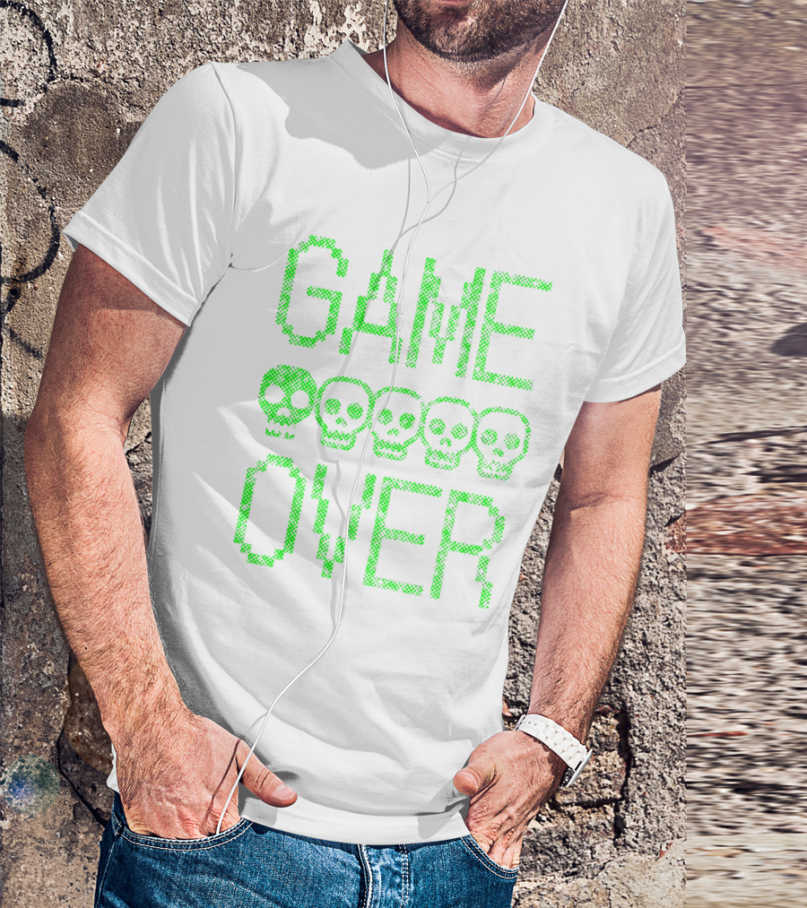 GAME OVER Pixel Skull T-Shirt