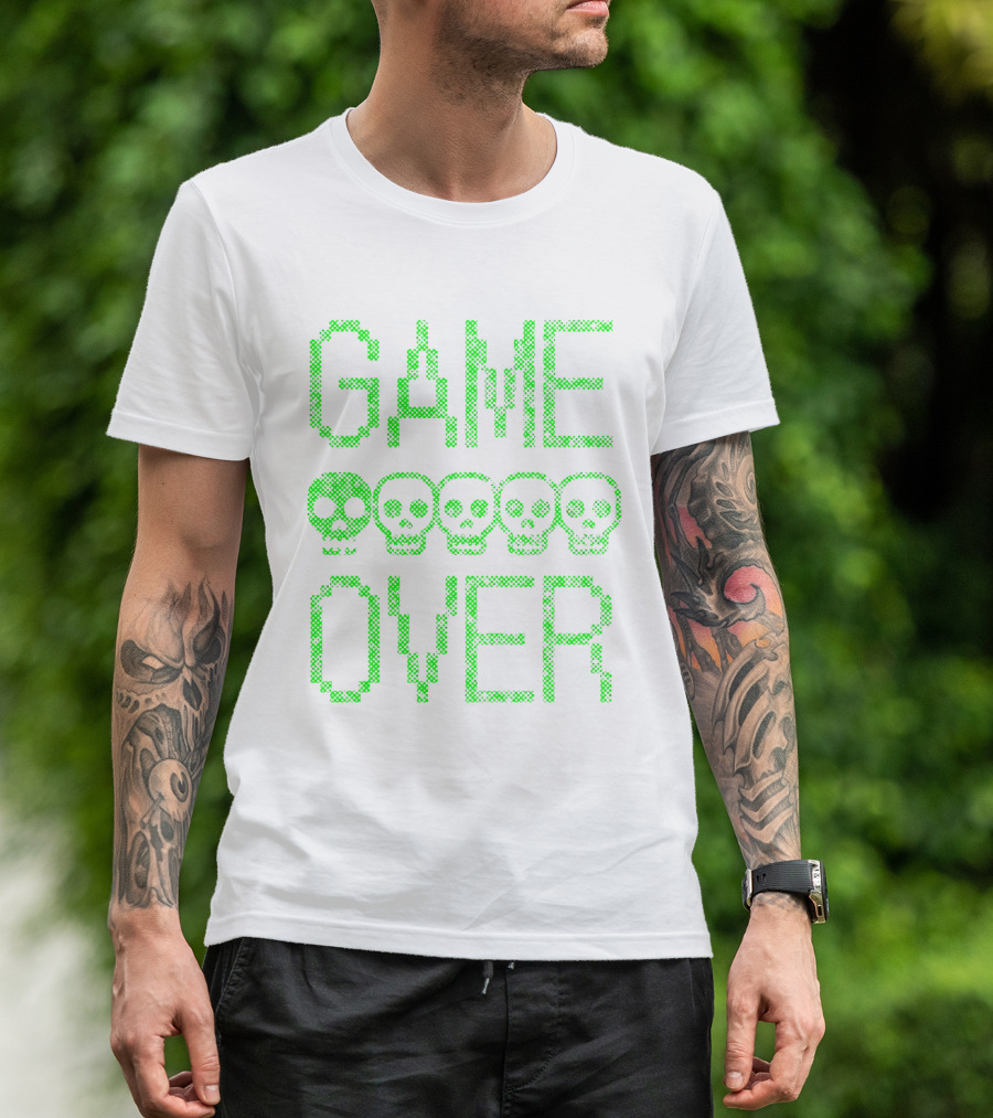 GAME OVER Pixel Skull T-Shirt