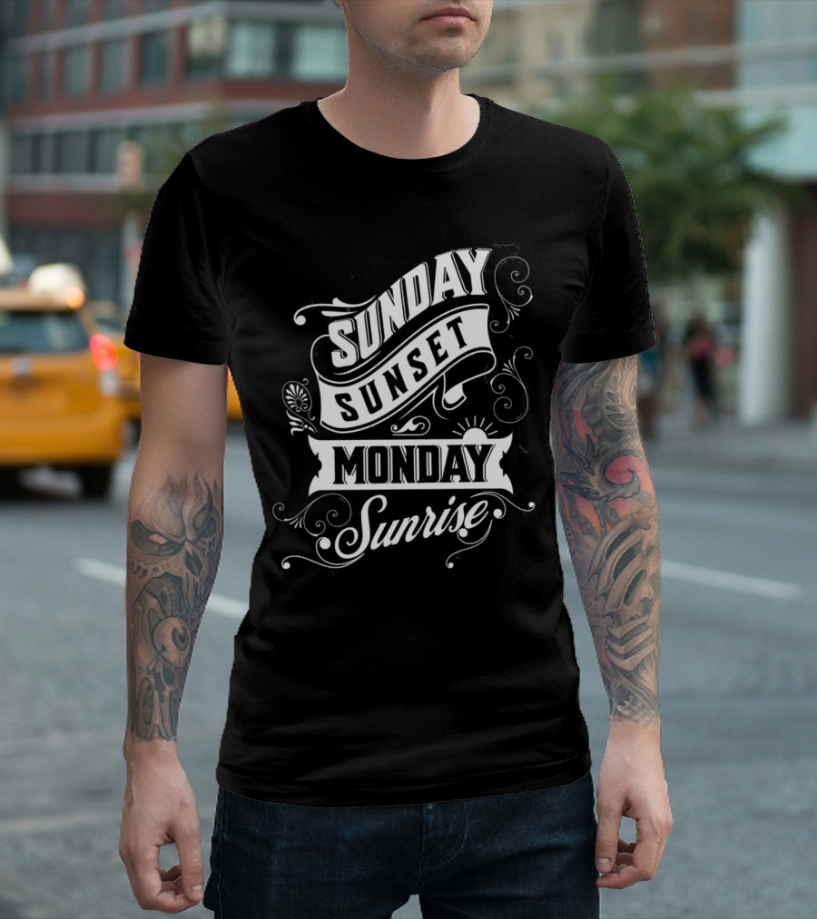 Sunday Sunset Monday Sunrise Vintage Filigree T-Shirt