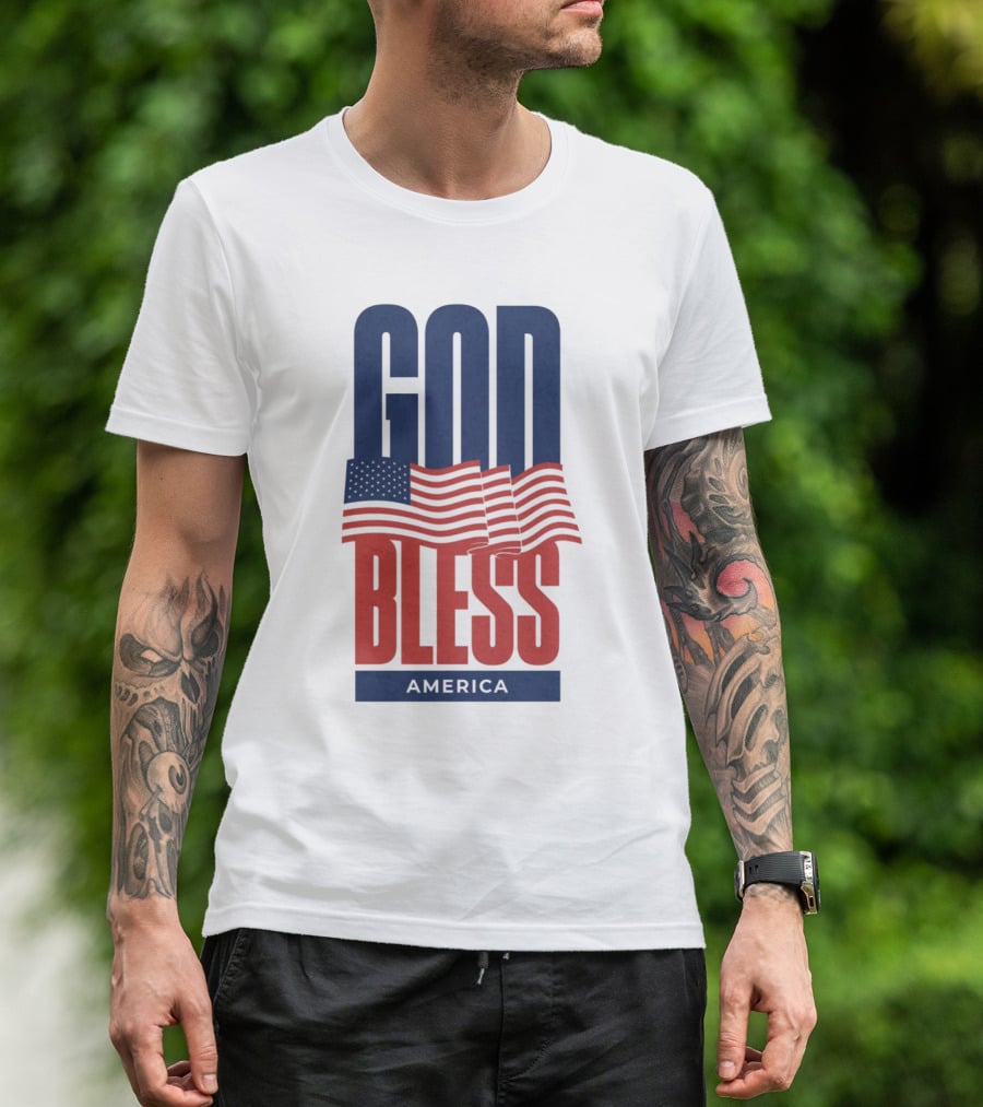 GOD BLESS AMERICA Flag T-Shirt