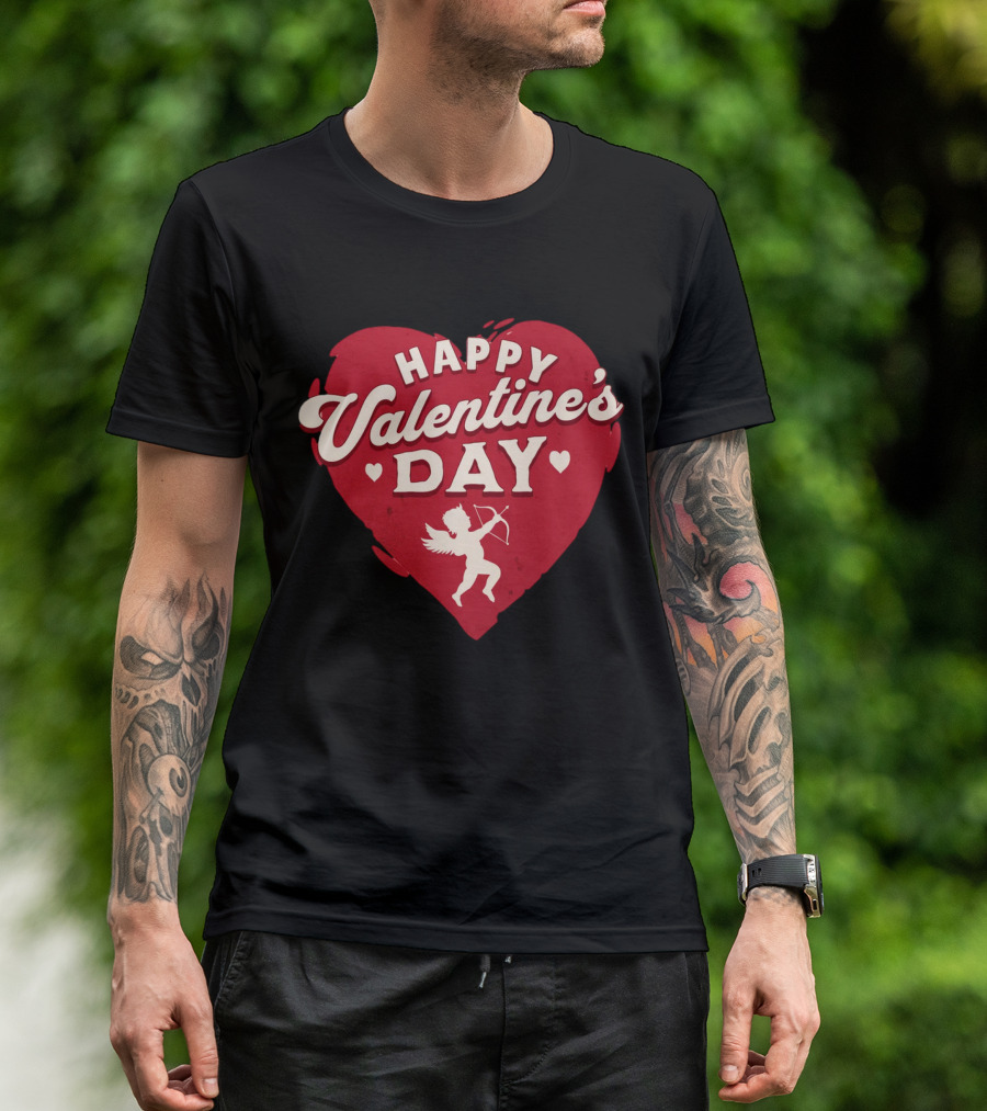 Happy Valentine's Day Cupid Heart With Arrow T-Shirt