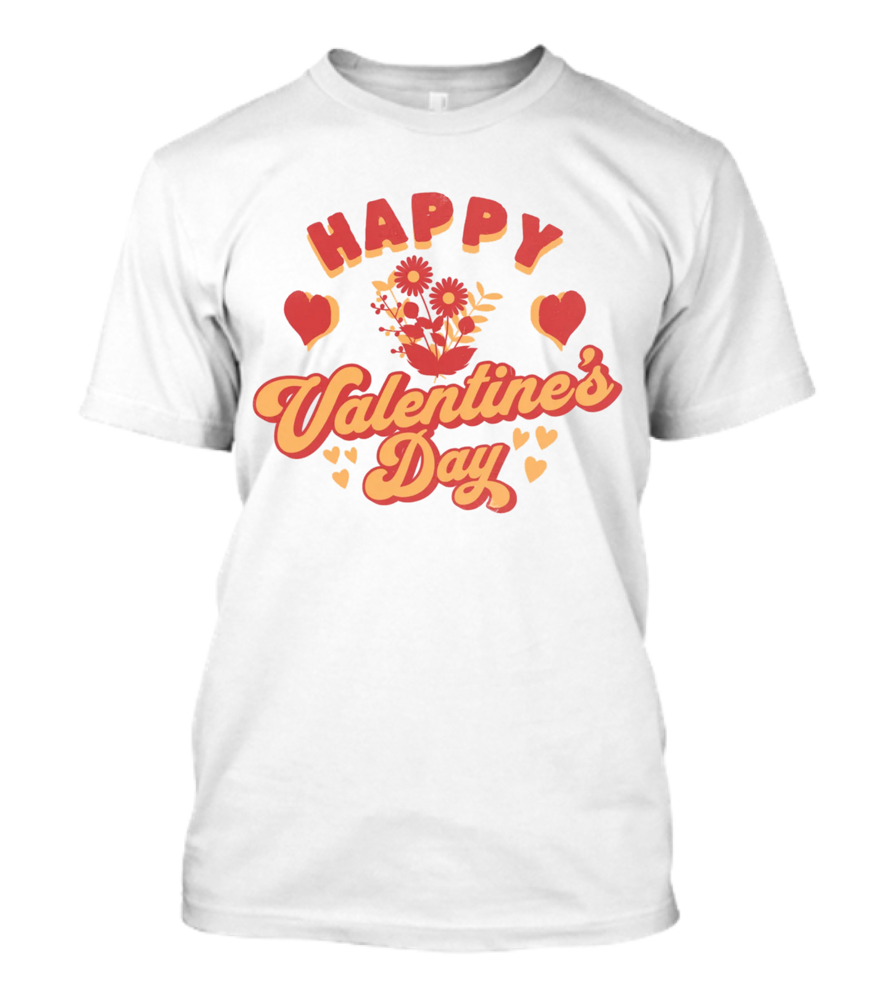 Happy Valentine's Day Flowers With Hearts And Floral Arrangement T-Shirt
