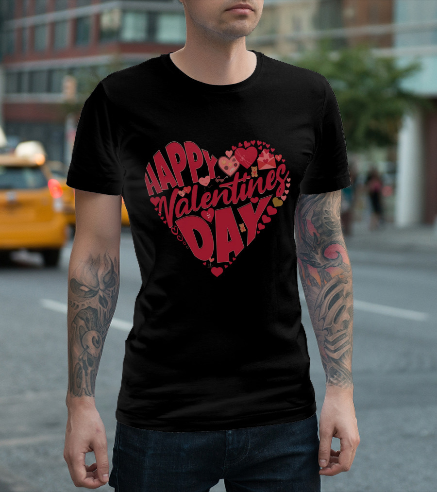 Happy Valentines Day Heart With Cute Bears And Red Hearts T-Shirt