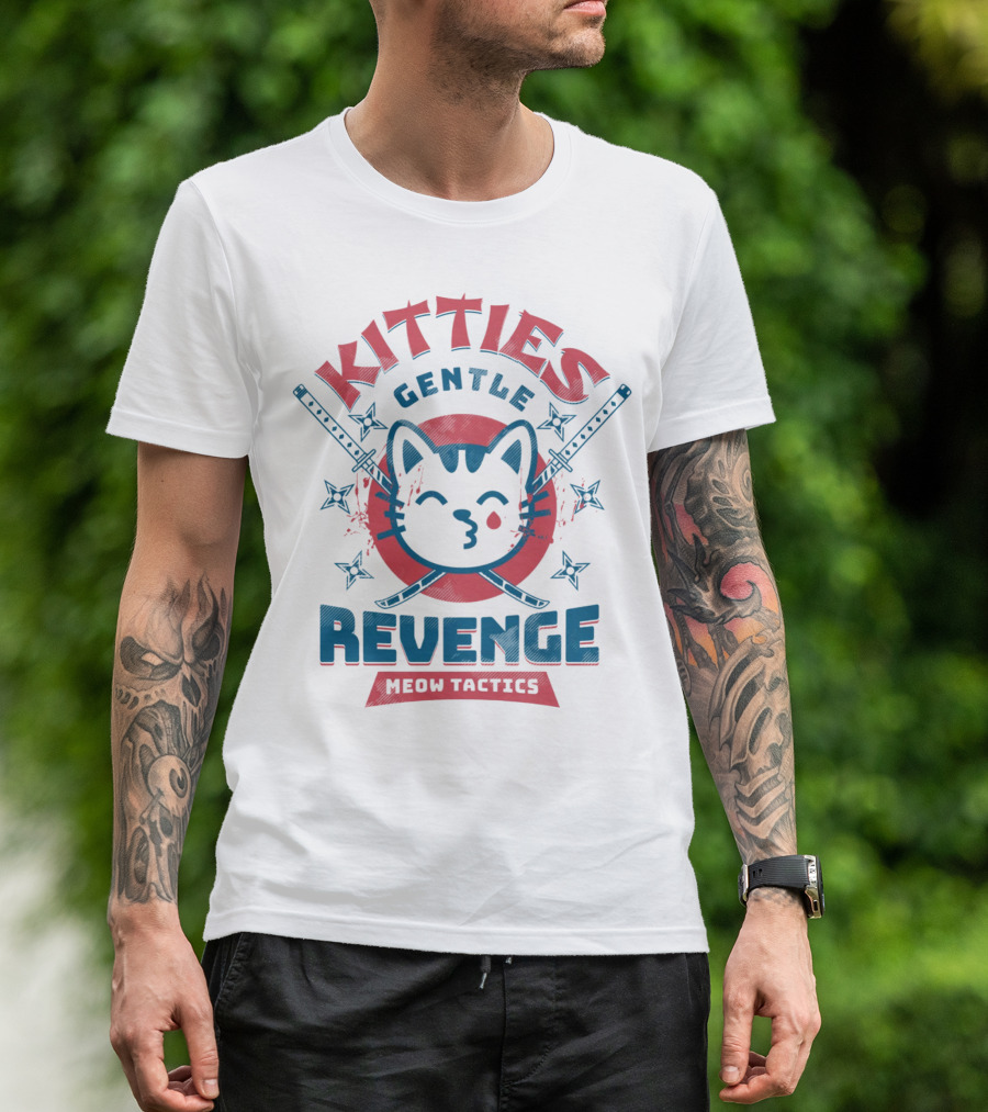 Kitties Gentle Revenge Meow Tactics Samurai T-Shirt