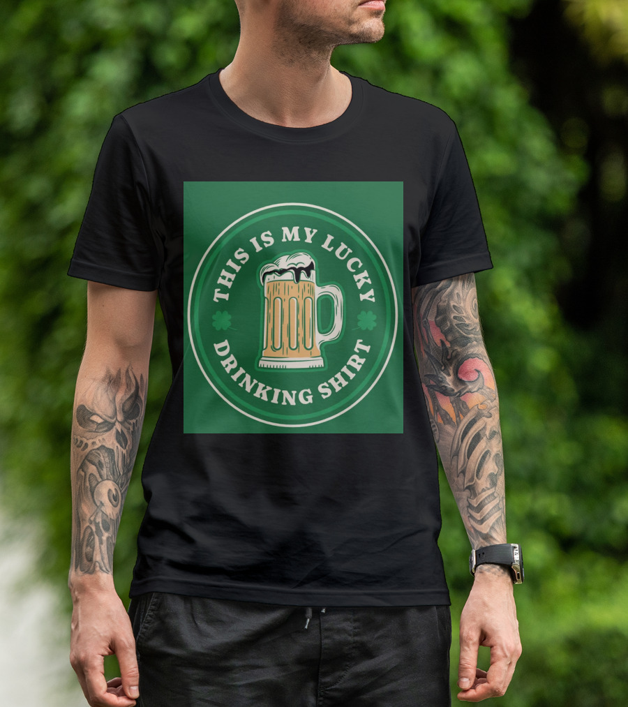This Is My Lucky Drinking Shirt Beer Mug Clover Green T-Shirt