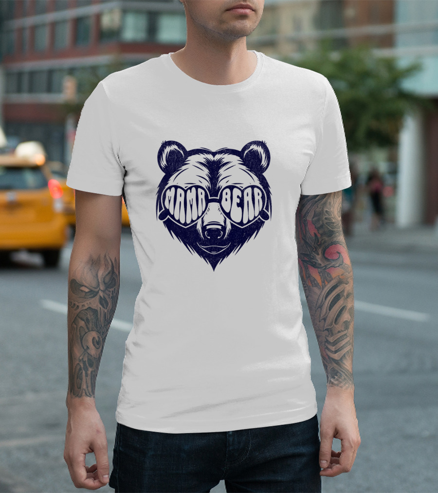Mama Bear Sunglasses Bold Lettering Bear Head T-Shirt