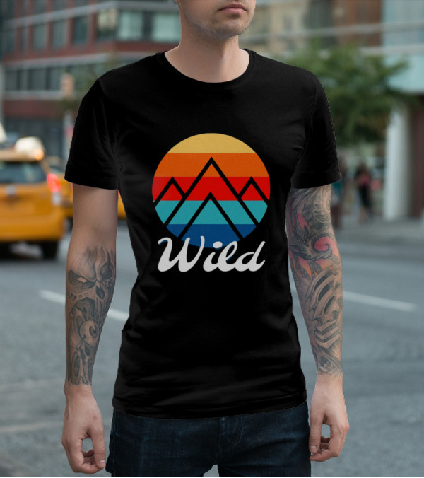 Wild Minimalistic Mountains Retro Circle Stripes T-Shirt
