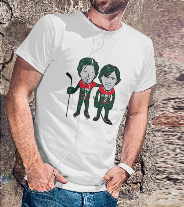 Dewey Brothers Hockey Duo With Numbered Jerseys And Sticks T-Shirt