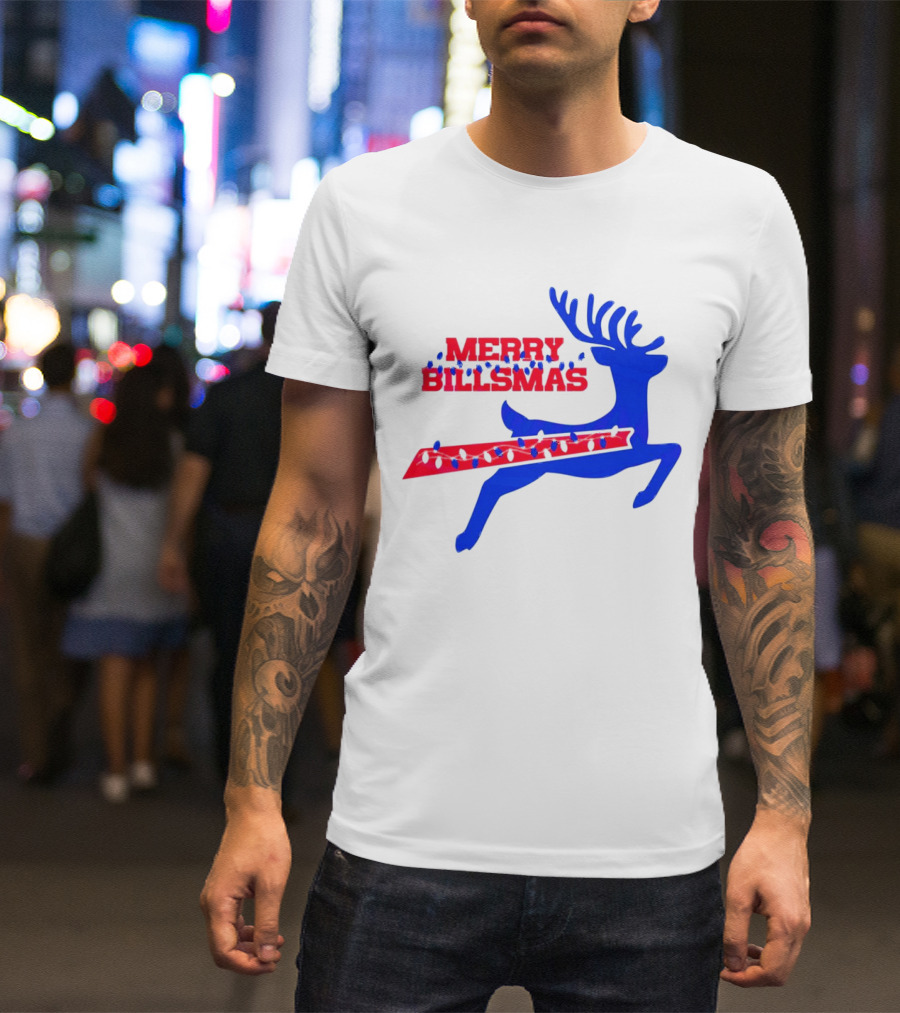 Merry Billsmas Reindeer Xmas Lights Buffalo T-Shirt