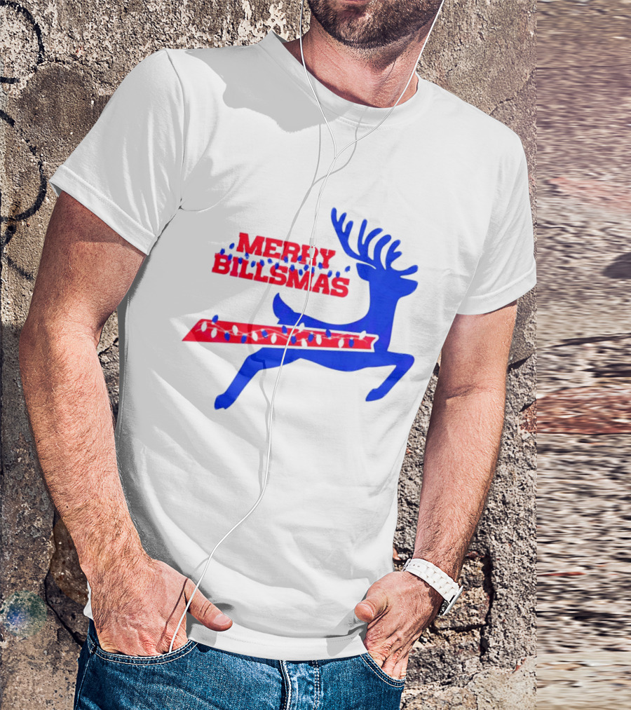 Merry Billsmas Reindeer Xmas Lights Buffalo T-Shirt