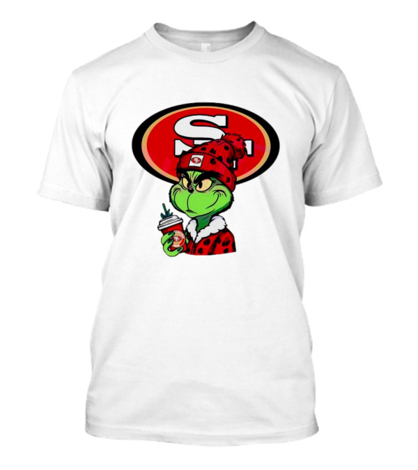 Grinch With San Francisco 49ers Logo And Coffee T-Shirt