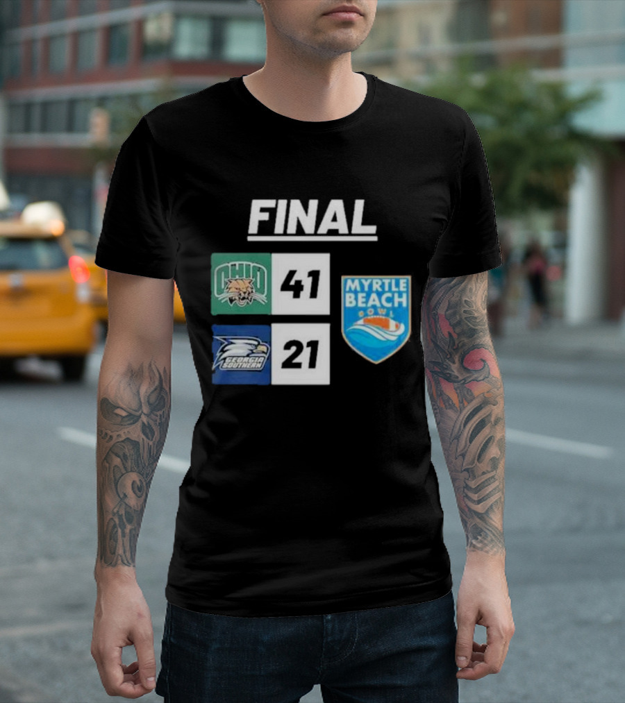 Final Score: Ohio Bobcats 41 vs Georgia Southern 21 at Myrtle Beach Bowl 2023-2024 T-Shirt