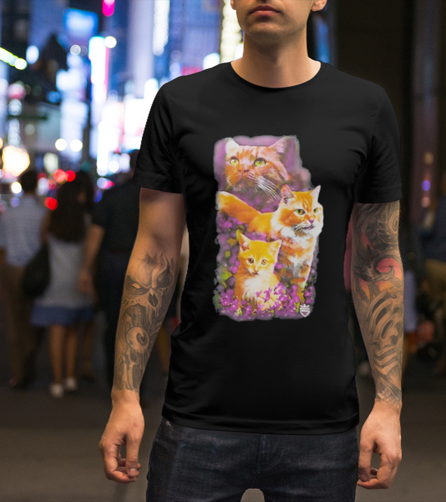 Opticgaming Scump Cat Trio Among Blossoms T-Shirt