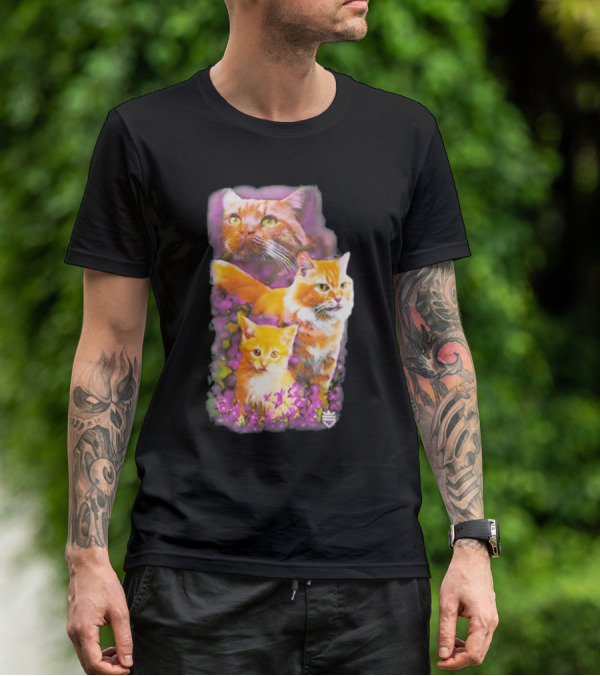 Opticgaming Scump Cat Trio Among Blossoms T-Shirt