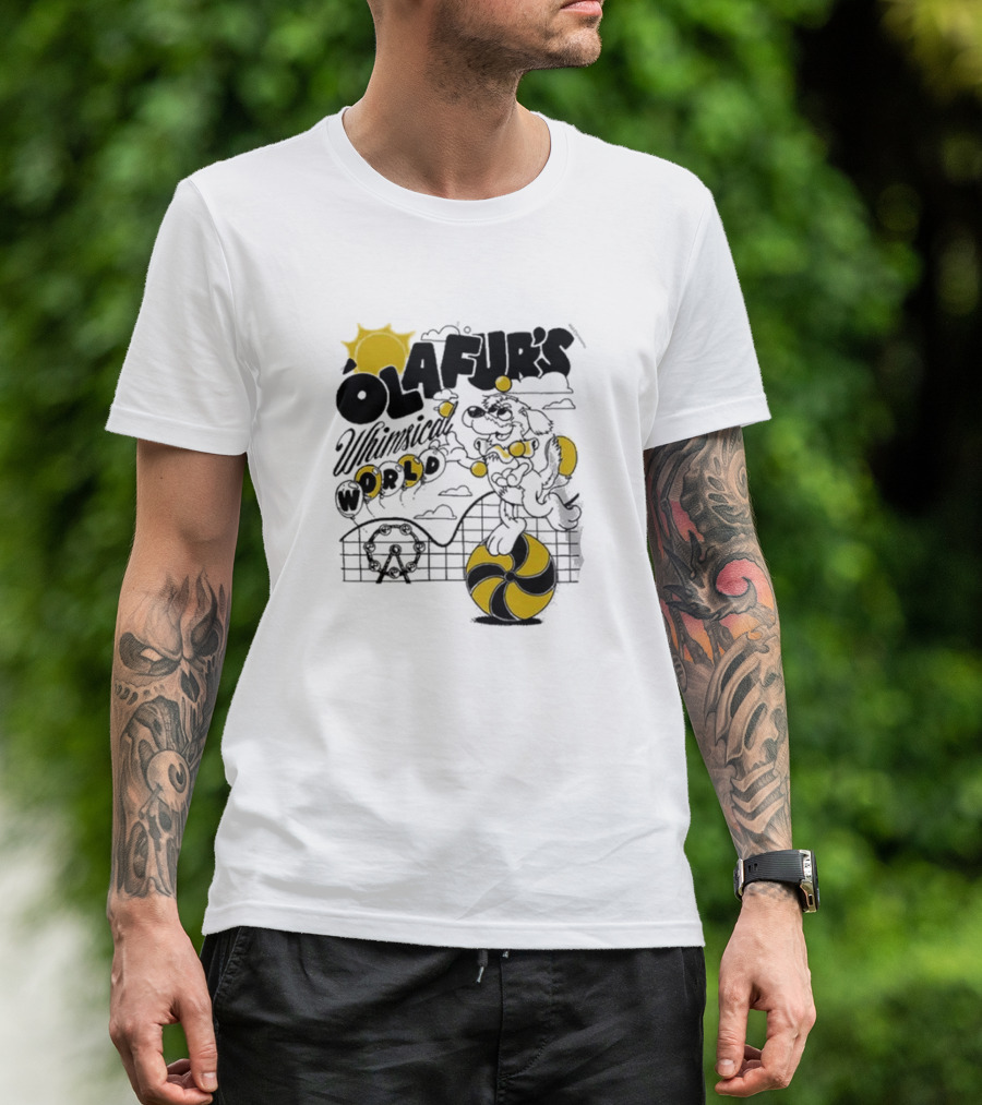 OLAFUR'S Whimsical World Amusement Adventure Design With Iconic Puppy And Ferris Wheel T-Shirt