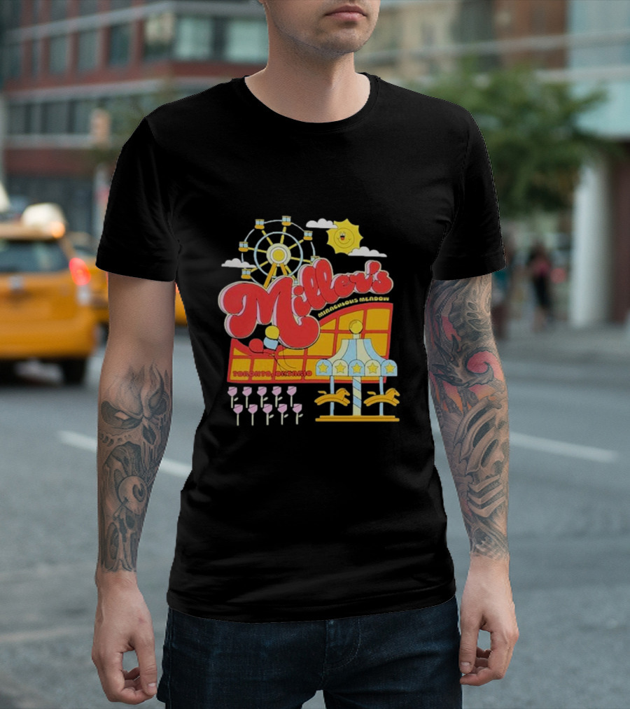 Miller's Miraculous Meadow Toronto Ontario Ferris Wheel Carousel Sun And Clouds T-Shirt