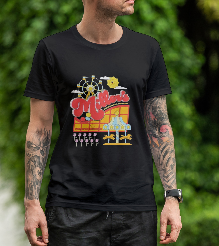 Miller's Miraculous Meadow Toronto Ontario Ferris Wheel Carousel Sun And Clouds T-Shirt