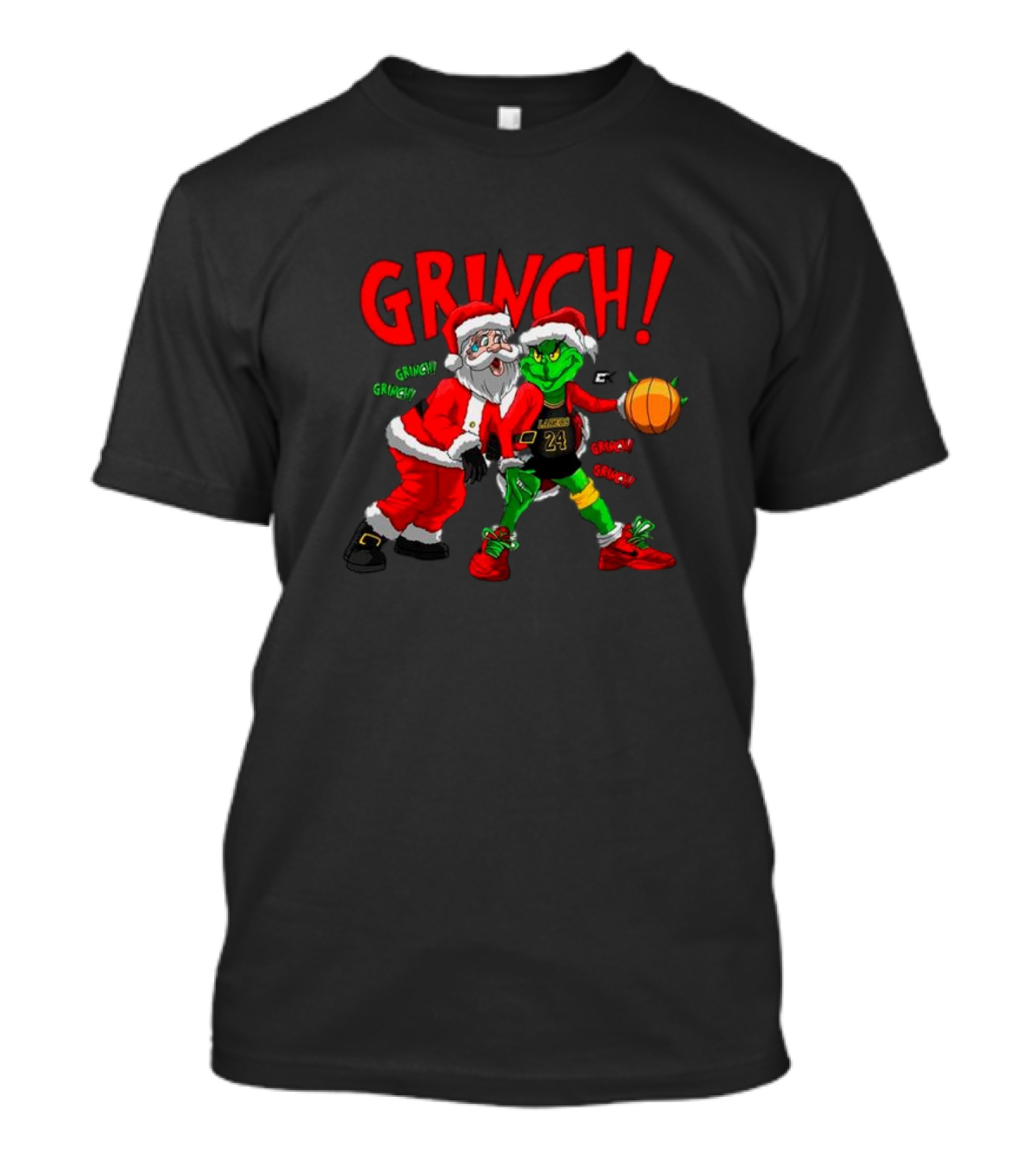 Grinch Kobe 24 Vs Santa Funny Basketball Christmas T-Shirt
