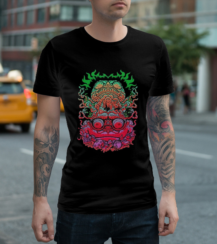 Papa Meat Psychedelic Skull Monster Stack T-Shirt