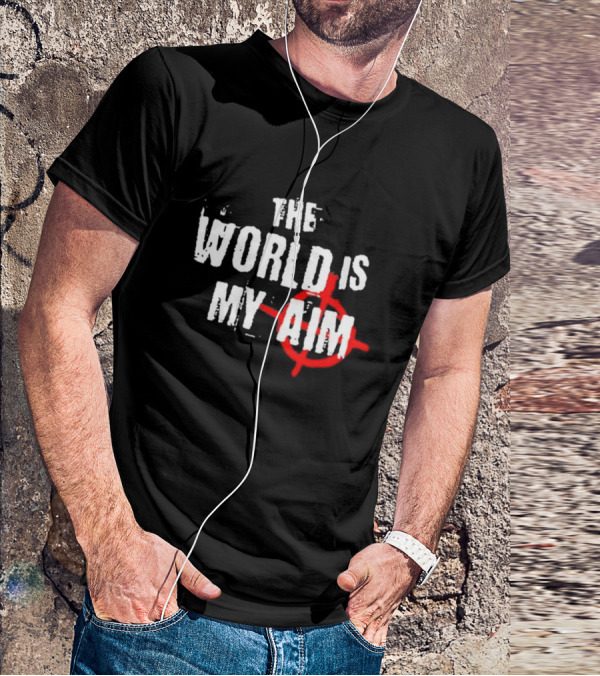 The World Is My Aim Vintage Black And White With Red Target Circle T-Shirt