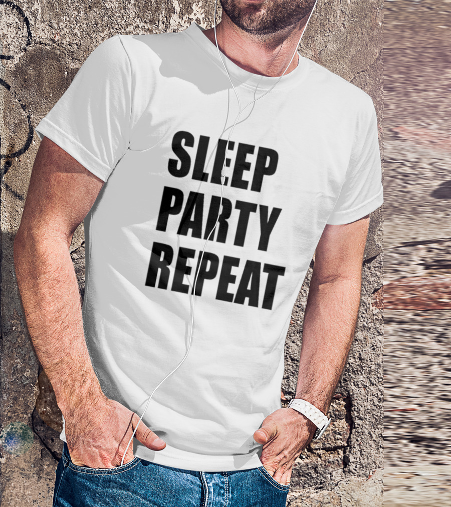 Sleep Party Repeat Slogan Black минималистичний дизайн T-Shirt