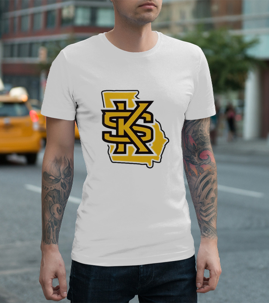KSU Athletics Black And Gold Georgia Map T-Shirt