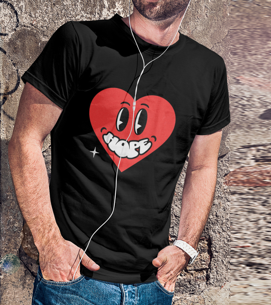 Hope Heart With Cartoon Eyes And Sparkle T-Shirt