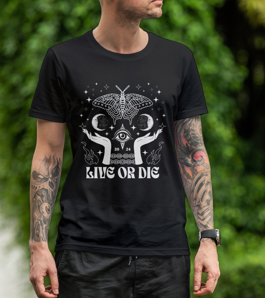 LIVE OR DIE 2024 Moth Moon Eye T-Shirt