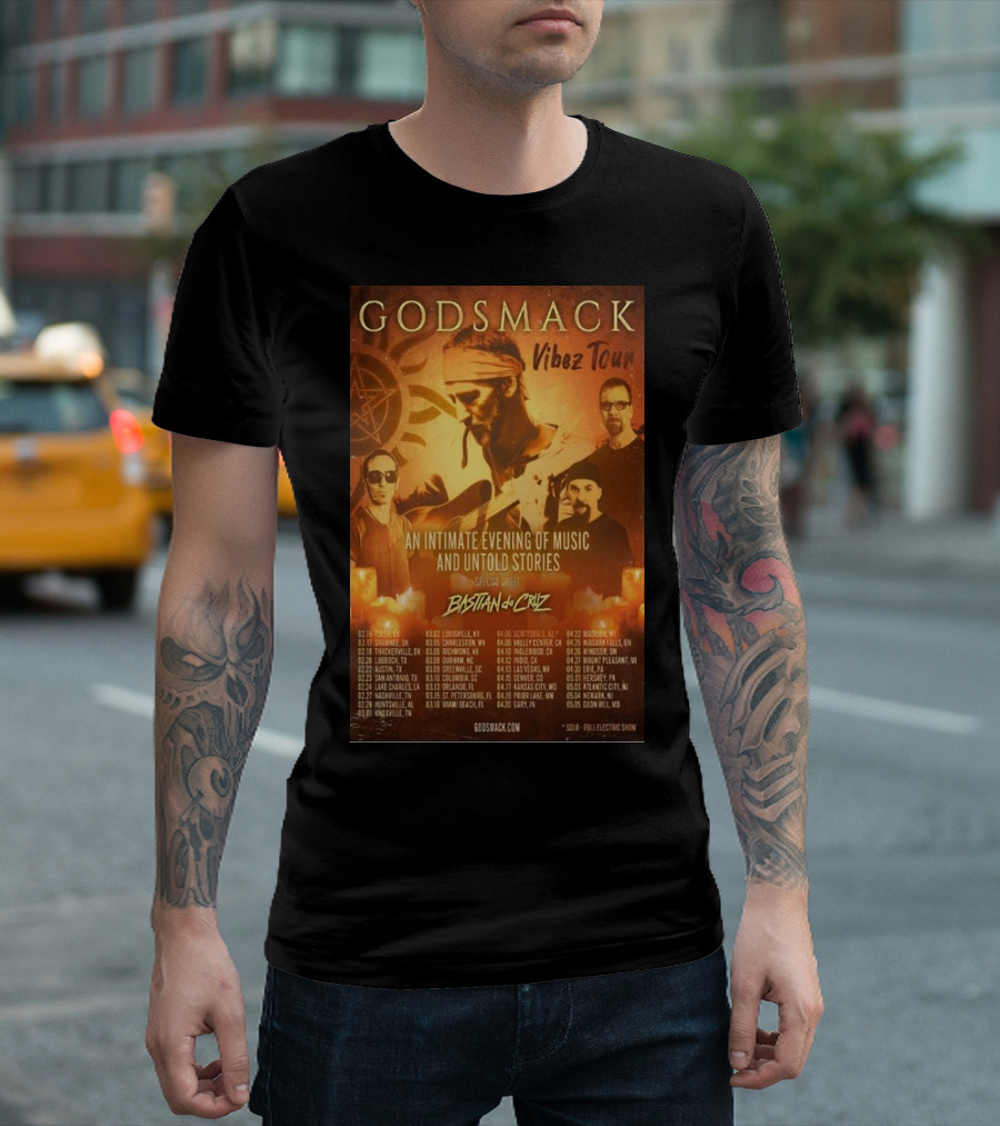 Godsmack Vibez Tour ’24 An Intimate Evening of Music and Untold Stories Special Guest Bastian de Cruz T-Shirt