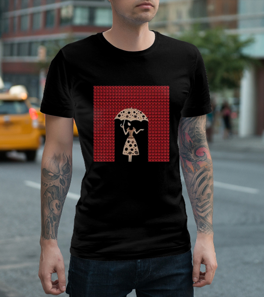 It’s All Around You Artisan Series Umbrella Pattern Black and Red T-Shirt