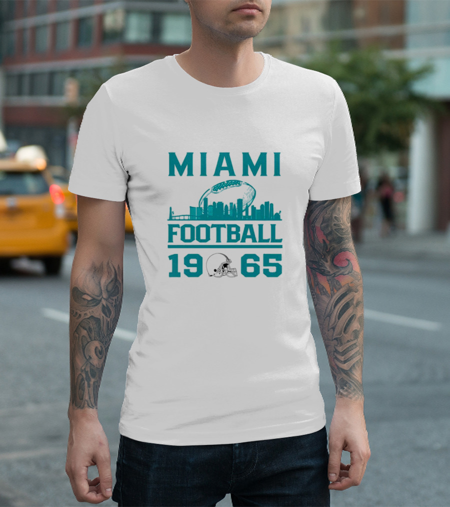 Miami Dolphins Football 1965 Skyline Miami Football 1965 T-Shirt