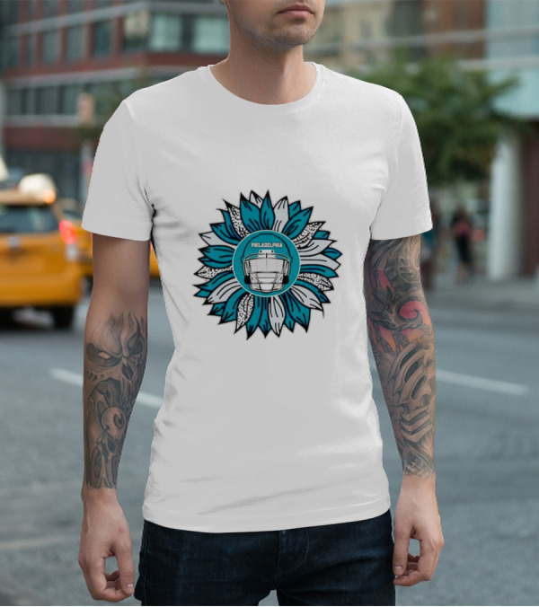 Philadelphia Eagles Football Helmet Sunflower T-Shirt