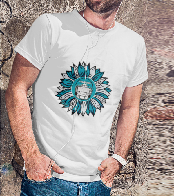Philadelphia Eagles Football Helmet Sunflower T-Shirt