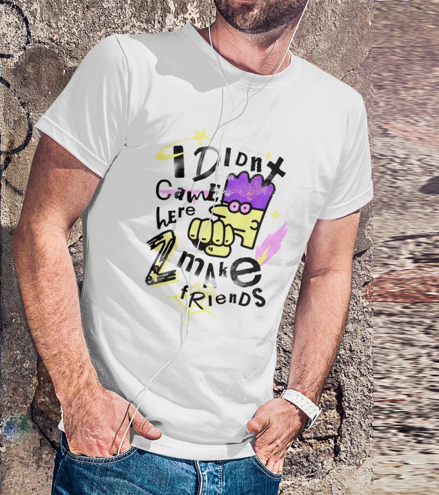 I Didn't Come Here 2 Make Friends Retro Cartoon T-Shirt