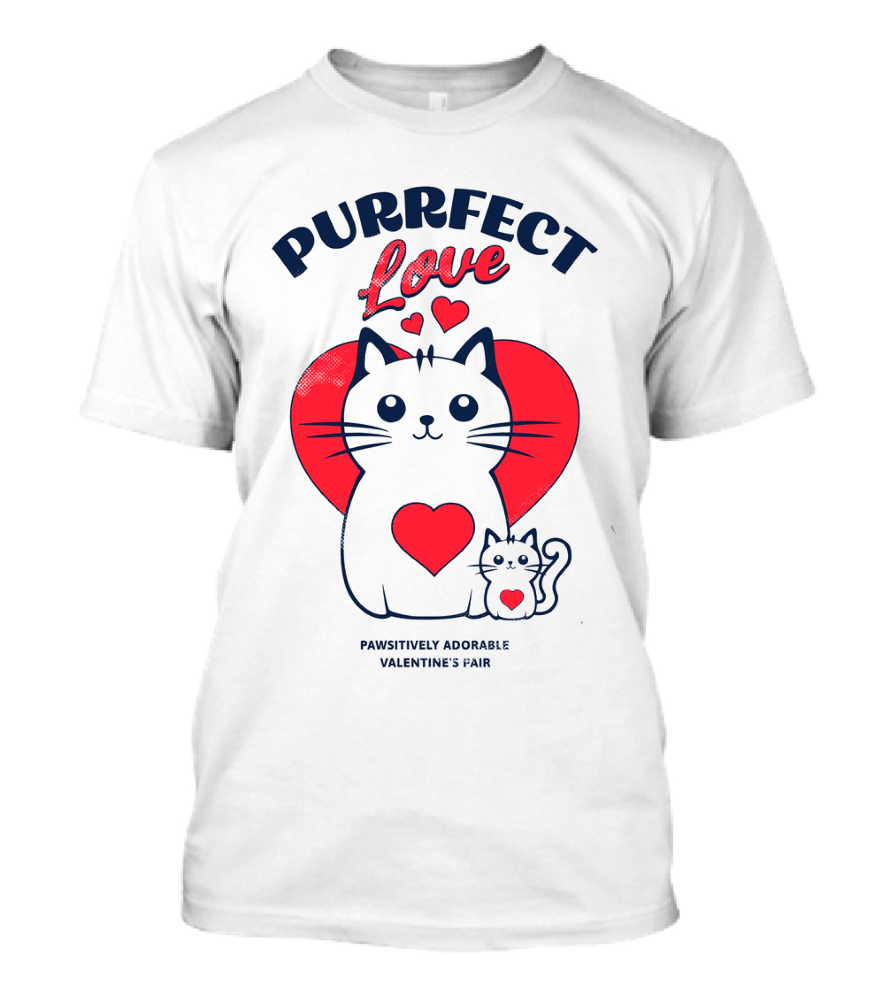 Purrfect Love Pawsitively Adorable Valentine Pair T-Shirt