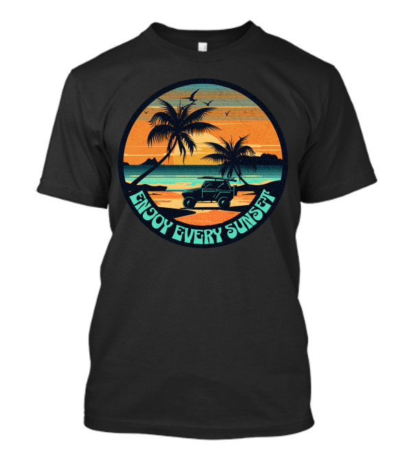 Enjoy Every Sunset Tropical Beach Jeep Adventure T-Shirt