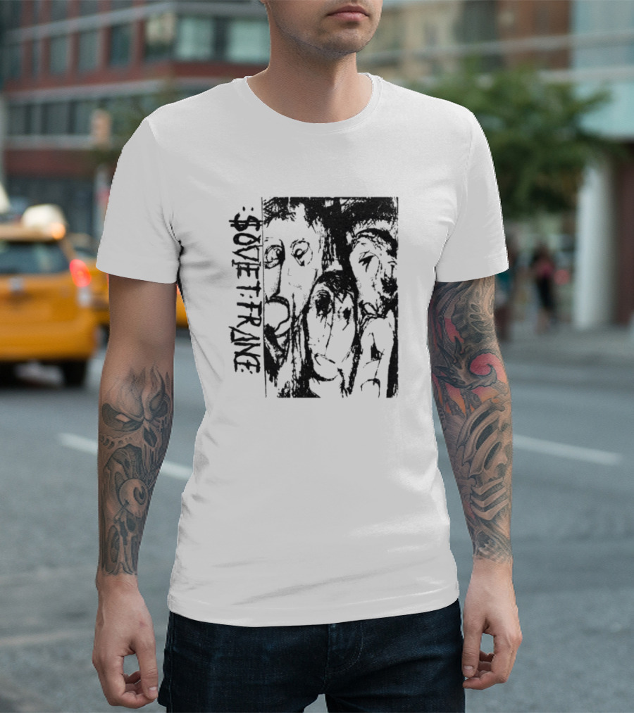 Zoviet France Distorted Faces Monochrome T-Shirt