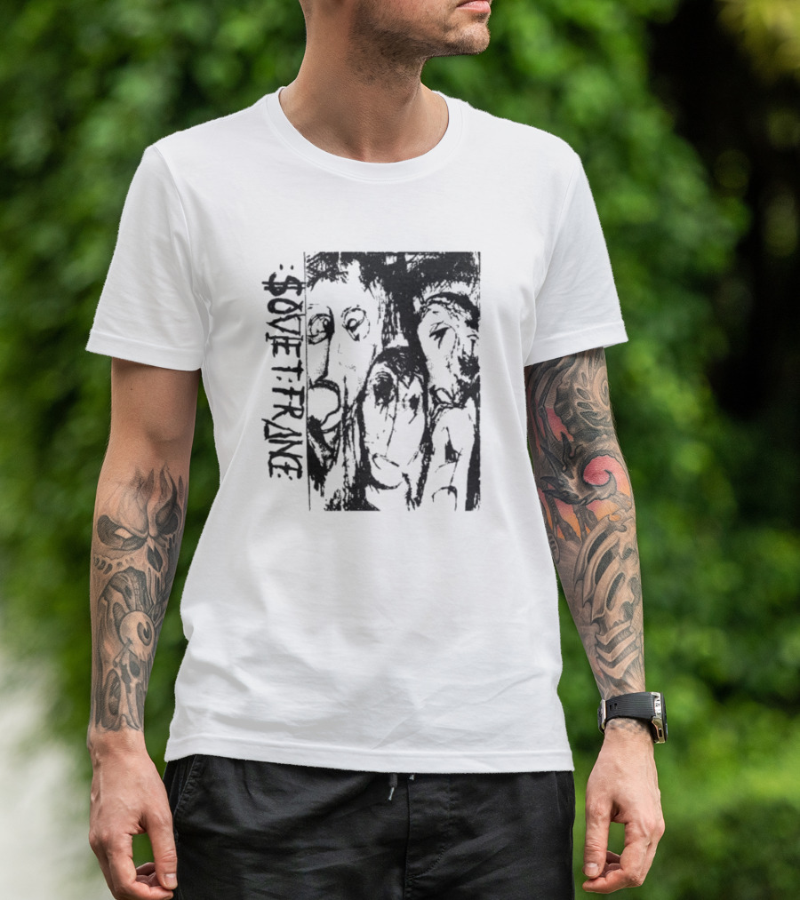 Zoviet France Distorted Faces Monochrome T-Shirt